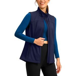 NWT Soothfeel Women's Softshell Vest Navy Blue Lightweight Zipper Pockets XL